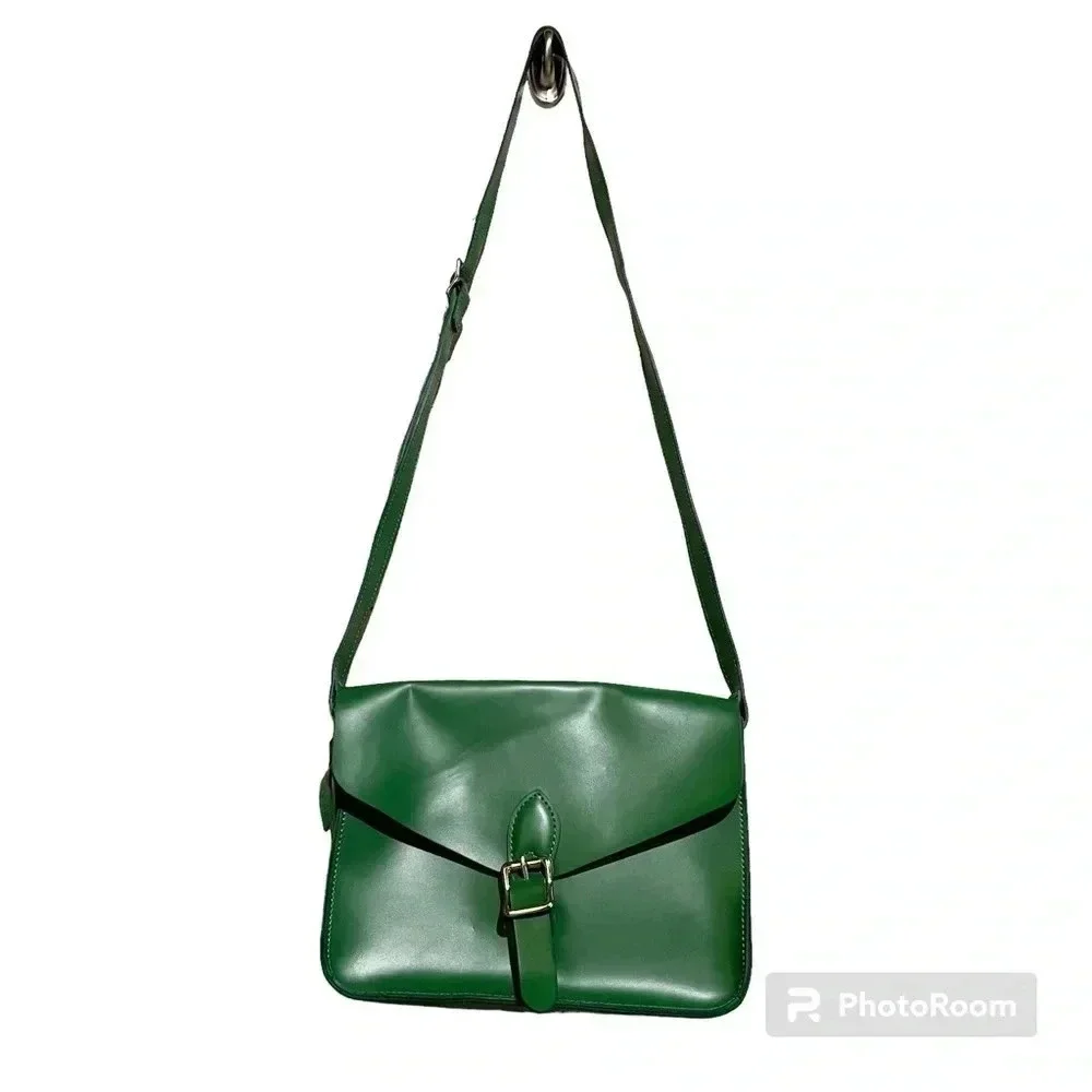 Angela Roi Green Crossbody Shoulder Handbag Flap Messenger Front Buckle